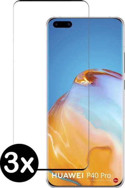 Screenprotector - 3 Stuks - Geschikt voor Huawei P40 Pro - Full Cover - Beschermglas - Gehard Glas - Tempered Glass - Screen Protector