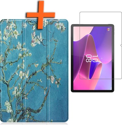 Hoesje - Geschikt voor Lenovo Tab P11 Pro - Met Screenprotector - Trifold Bookcase - Hard Cover Case - Met Uitsparing Geschikt voor Lenovo Pen - Hardcover Book - Tablet Hoes - Bloesem