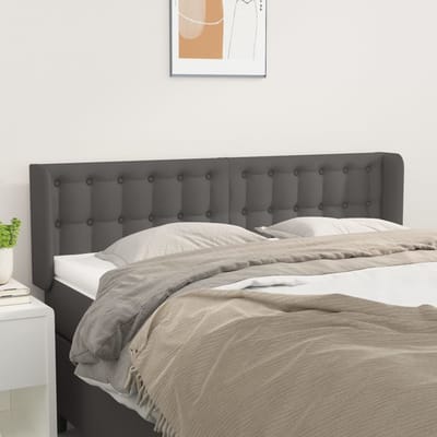 vidaXL - Hoofdbord - met - randen - 147x16x78/88 - cm - kunstleer - grijs