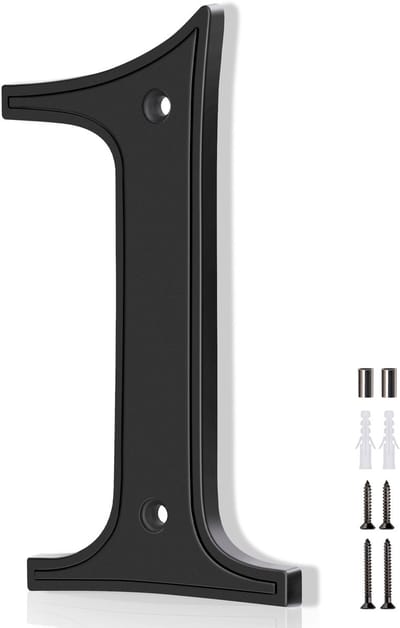 Dailygoods- Huisnummers Zwart - Grote Moderne Huisnummers - Metalen Brievenbusnummer - Waterdicht - Anti-corrosie - Eenvoudige Installatie - Adresnummer
