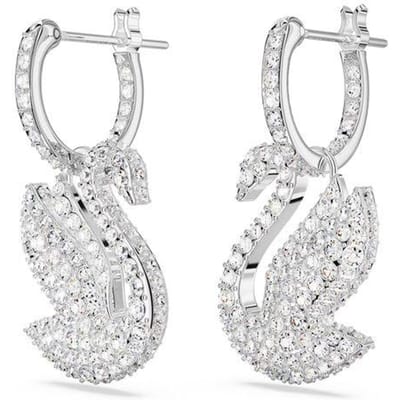 Swarovski Zwaanvormige Druppeloorbellen Rhodium Verguld Damesoorbellen 5647545 Box (Random Color) white