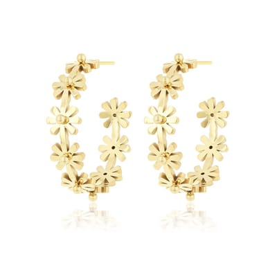 OOZOO Jewellery - Goudkleurige oorringen met bloemen - SE-3043