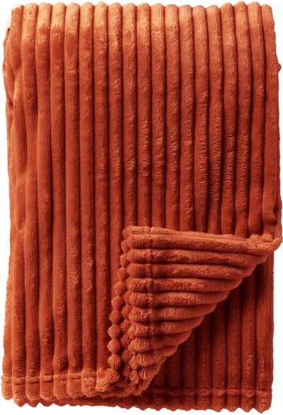 Dutch Decor - MARTHY - plaid 140x180 cm - ribfluweel - gerecycled - Potters Clay - oranje