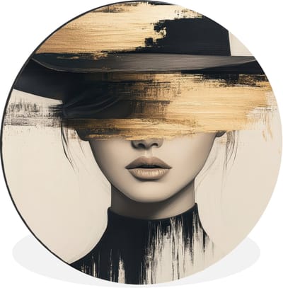 WallCircle - Wandcirkel - Muurcirkel - Vrouw - Hoed - Verf - Aluminium - Dibond - 30x30 cm - Binnen en Buiten