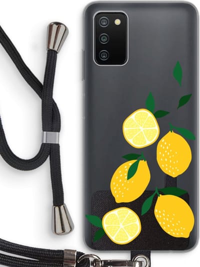 Case Company® - Hoesje met koord geschikt voor Samsung Galaxy A03S hoesje met Koord - You're my lemon - Telefoonhoesje met Zwart Koord - Bescherming aan alle Kanten en Over de Schermrand