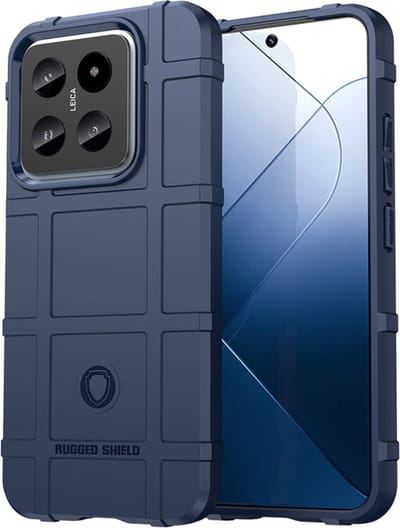 MobyDefend Hoesje - Geschikt voor Xiaomi 14 - Rugged Shield TPU Backcover - Blauw