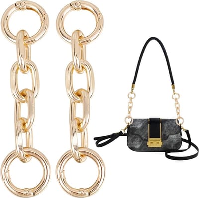 2Pcs 9.7Cm Tas Ketting Licht Gouden Tas Extender Kettingen Portemonnee Ketting Metalen Schoudertas Strap Extender Met Spring Gate Ringen Voor Tas Bandjes Vervanging Accessoires