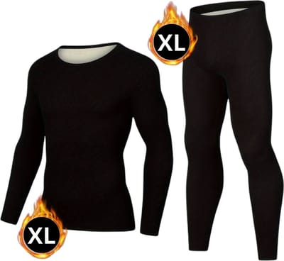 Bovista Thermokleding Set - Thermobroek - Thermoshirt - Thermo - Beenverwarmers - Voor Heren - Fleece - Broek + Shirt - Zwart - Maat XL