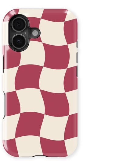 Checkered Warp Hoesje geschikt voor iPhone 17 | Geschikt Voor Mag | Uniek Design Hoesje | Beschermhoes geschikt voor iPhone 17 Crimson Wave