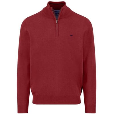 Fynch-Hatton Trui Superfine Cotton Troyer Zip Garnet Red / male