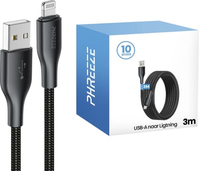10 stuks - Geschikt voor iPhone usb kabels - 3 meter - Geschikt voor iPhone 14,13,12,11