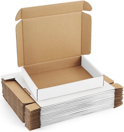 Verzenddozen 11x8x2 Inches - 25 Pack - Kartonnen Dozen voor Verpakking - Witte Verzenddozen voor Klein Bedrijf - Golfkartonnen Dozen Mailers voor Boeken, Schoenen & Geschenken