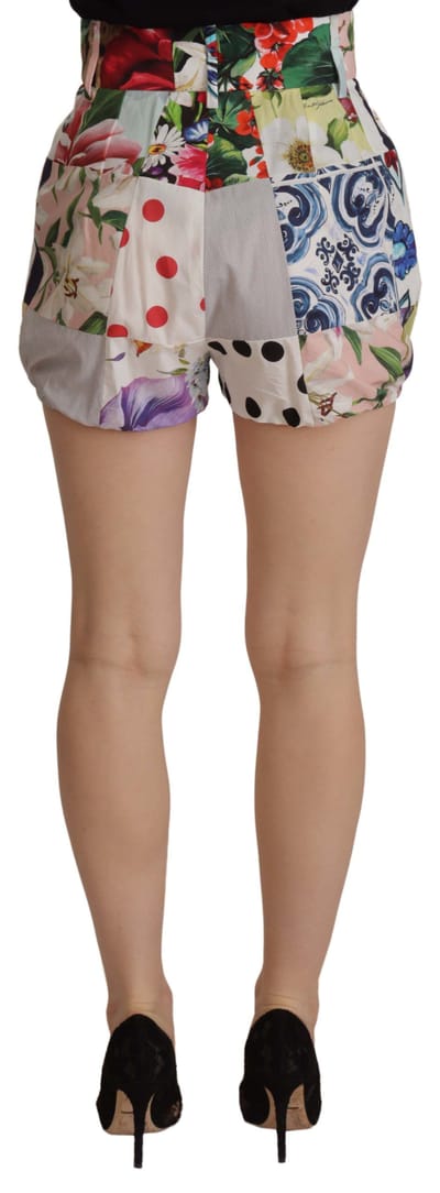 Dolce & Gabbana Multicolor Patchwork Hoge Taille Katoenen Dames Shorts