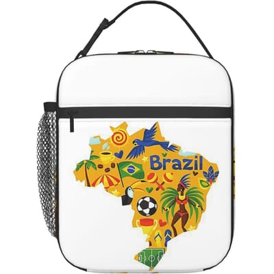 Brazilië Abstracte Kaart Geïsoleerde Lunchtas voor Vrouwen Kinderen Lekkend Voedseldozen Thermische Lunchbox Tote One Size