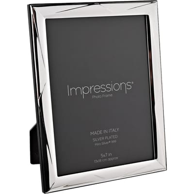 Impressions 999 Zilver Geometrische Fotolijst 5 x 7 Houten Achterkant Gemaakt in Italië One Size zilver