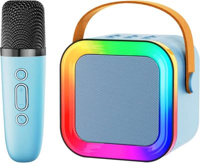 Mini-karaokemachine met luidspreker voor kinderen en volwassenen, draagbaar Bluetooth-apparaat met 1-2 draadloze microfoons, kerst- en verjaardagscadeaus, speelgoed voor meisjes en jongens van 4-12+ jaar en peuters (gebroken wit - 1 microfoon)
