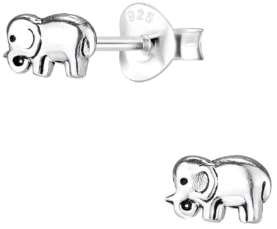 Joy|S - Zilveren petit olifant oorbellen - 6 x 4 mm - geoxideerd