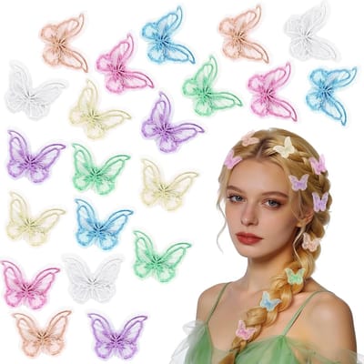 21-delige Haarclips met Vlinderdesign en Sequins voor Dames en Meisjes - Perfect voor Feestjes en Speciale Gelegenheden