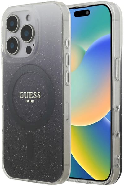Guess telefoonhoesje voor iPhone 16 Pro - MagSafe geschikt - Zwart