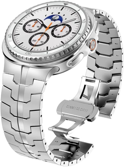 Stravo Metalen Bandje 'Iron' met Vlindersluiting – Geschikt voorSamsung Galaxy Watch 9 (40/44mm) / Watch 8 (40/44mm) / 8 Classic (46mm) – Zilver – Premium RVS Schakel Horlogeband met Inkortset