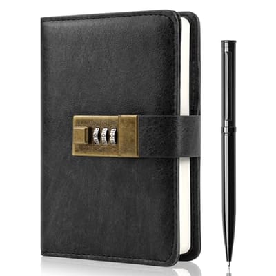 Dagboek met slot - ideaal cadeau voor mannen en vrouwen - 4,3 x 6,18 inch zwart
