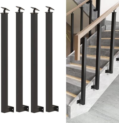 Traphek Paal - Baluster Trapleuning - Veilig Traplopen - 270° Verstelbare Beugel - 90 cm - Zwart