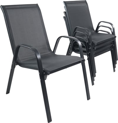 4-delige set tuinstoel hoge rug textilene balkonstoel stapelbaar campingstoelen Sonlas