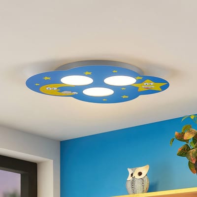 Lindby - plafondlamp- met dimmer - 3lichts - ijzer - H: 3 cm - GX53 - blauw - Inclusief lichtbronnen