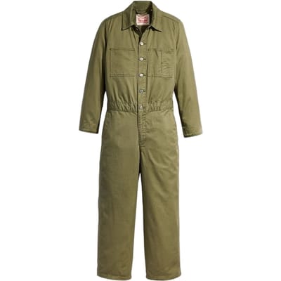Levi's Dames Iconische Denim Kraag Wijde Pijpen Lange Mouwen Jumpsuit (Olijf Nacht)