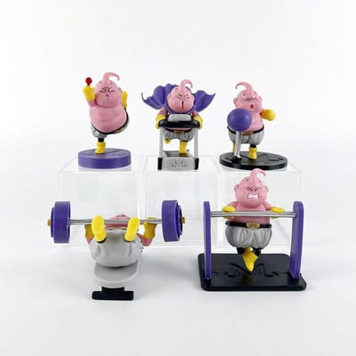 5 Pièces / Ensemble Musculation Fitness Majin Buu Version Mignonne Figurine d'Action Poupée en PVC Jouets Modèle de Collection gray