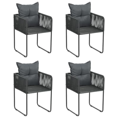 vidaXL - Tuinstoelen - 4 - st - met - kussens - poly - rattan - zwart