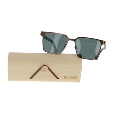 5one®  Napoli Square Green - Zonnebril met houten poten - G15 lens