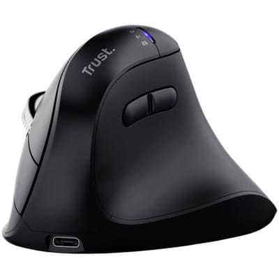 Trust Vyran - Ergonomische Muis - Draadloos - Verticaal - Hyperscrollwiel - Multi-device - Zwart