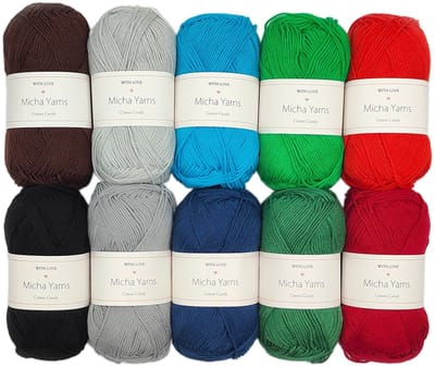 Micha Yarns - 10 bollen haakkatoen pakket - 100% katoen haakgaren - 10 x 50gram - Cotton Candy - Dark Palette (007)