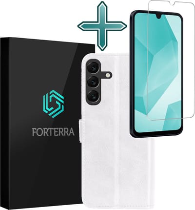 Hoesje Met Screenprotector - Geschikt voor Samsung Galaxy A16 - Luxe Pasjeshouder - Flipcase - Bookcase Portemonee - Flip Case - Kunstleer Book Case - Book Cover - Walletcase - Portemonneehoes - Wit