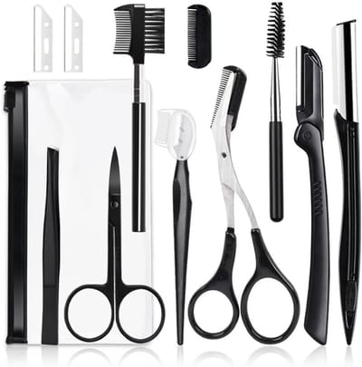 Wenkbrauw Pincet Set - Precisie Tools - Gezichtsverzorging - 11 Delig Inclusief Tas
