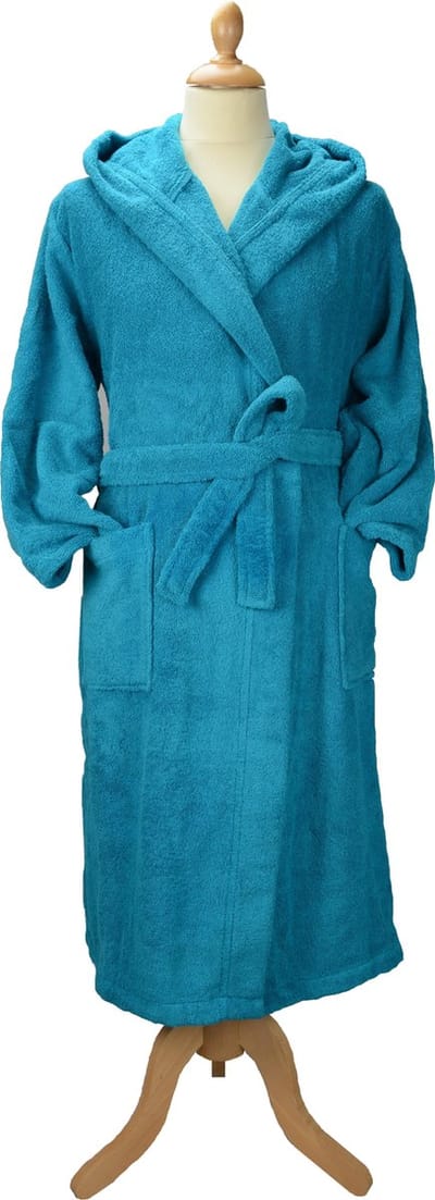 ARTG® Robezz - Badjas met Capuchon - 100% Katoen - Badstof - Petrol Blauw - Deep Blue - Maat XSmall