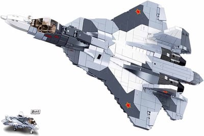 Sluban ModelBricks Straaljager vliegtuig SU-57 2-in-1 bouwspeelgoed kinderen vanaf 8 jaar – Constructiespeelgoed modelbouw gevechtsvliegtuig – bouwdoos met 893 bouwstenen M38-B0986