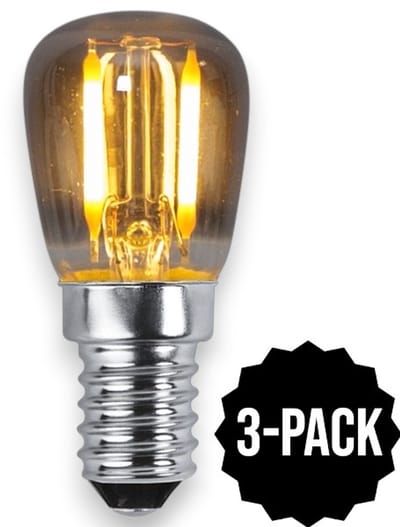 3-Pack | Mini lampje - E14 - 1W - Super Warm Wit <2200K - Filament - Rookglas