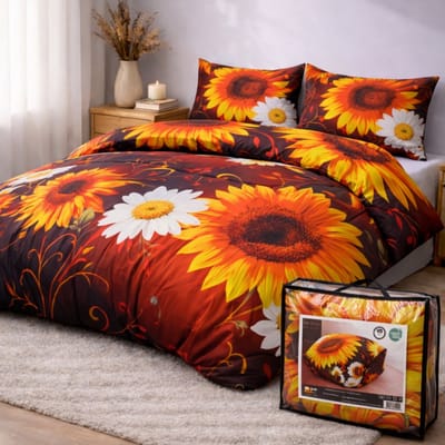 Valking Bedrukt Dekbed - Dekbed Zonder Overtrek - Sunflower - 140 x 220 cm - Hoesloos - 2 in 1 dekbed - Wasbaar
