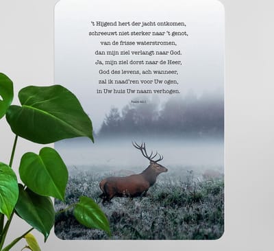 Interieurbord A4 't Hijgend hert - Psalm 42' - christelijk - cadeau