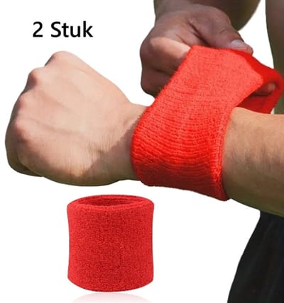 Polsbandjes Set I Zweetband I Zweetbandjes I Pols I Sportbandjes I 2 stuk I 8 x 8 CM I Rood