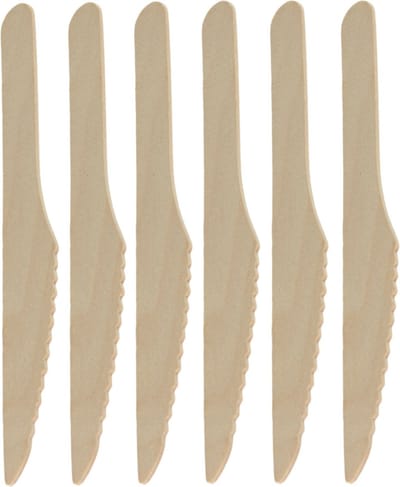 DEPA BBQ/verjaardag/camping bestek - messen - 20x - hout - 16 cm - eco friendly/composteerbaar
