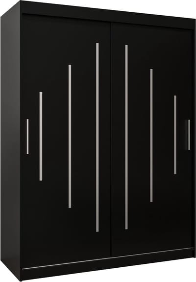 InspireMe - Kledingkast met 2 schuifdeuren, Modern-stijl, Een kledingkast met planken (BxHxD): 150x200x62 - MALTESE 150 Zwart Mat