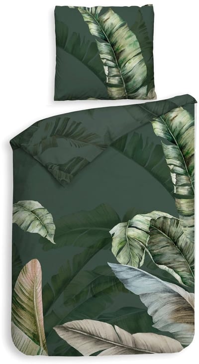 Heckettlane Dekbedovertrek Sarani - Forest Green - Dekbedovertrek van 100% Katoen-Satijn - Bladeren - Dekbedovertrek 260x200-220 cm - Lits-Jumeaux XL - Kalpitiya