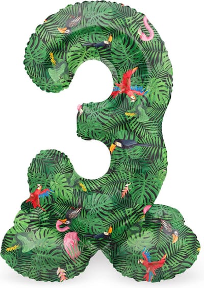 Folat - Staande folieballon Cijfer 3 Jungle Vibe - 72 cm