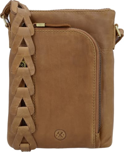 Hide & Stitches Daydreamer Crossbody Schoudertasje - Schoudertas - Trendy Hengsel - Telefoon Portemonnee Tasje - Leren Dames Tas - Cognac