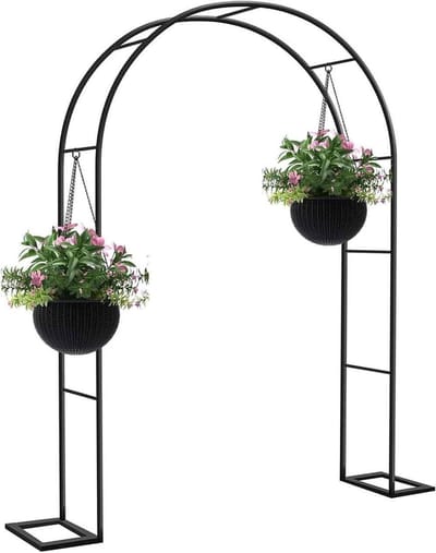 Rozenboog Met Basis - Tuinboog Metaal - Klimplanten Ondersteunen - Weerbestendig Staal - B1.2m x H2.2m - Groen