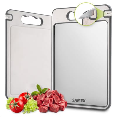 Samex® Snijplank - Messenslijper en Raspdeel - Snijplank - 37x25cm - Vaatwasserbestendig - Cutting Board - Chopping Board - Antibacterieel