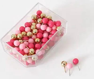 Akyol - Punaises - Prikbord - Memobord - Kantoor artikelen - roze - gouden - 35 stuks -punaise roze - punaise voor school - roze punaises